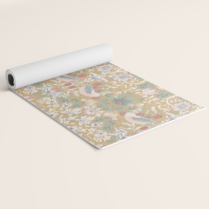 William Morris Strawberry Thief Gold Vintage Pattern Yoga Mat Gallery Image 2