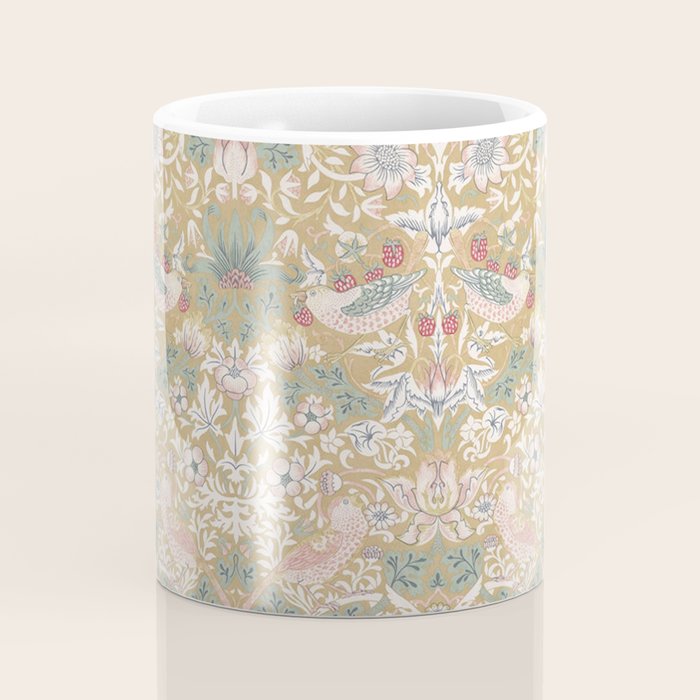William Morris Strawberry Thief Gold Vintage Pattern Coffee Mug Gallery Image 4