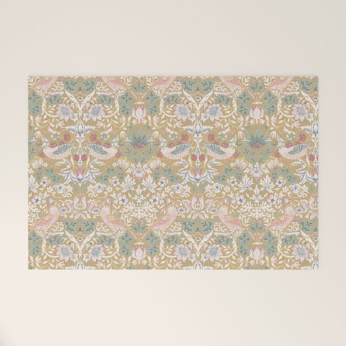 William Morris Strawberry Thief Gold Vintage Pattern Welcome Mat Gallery Image 1