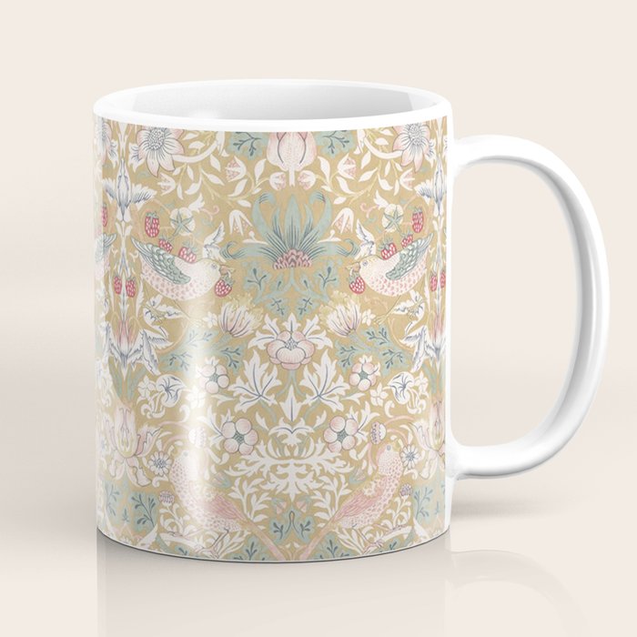 William Morris Strawberry Thief Gold Vintage Pattern Coffee Mug Gallery Image 1