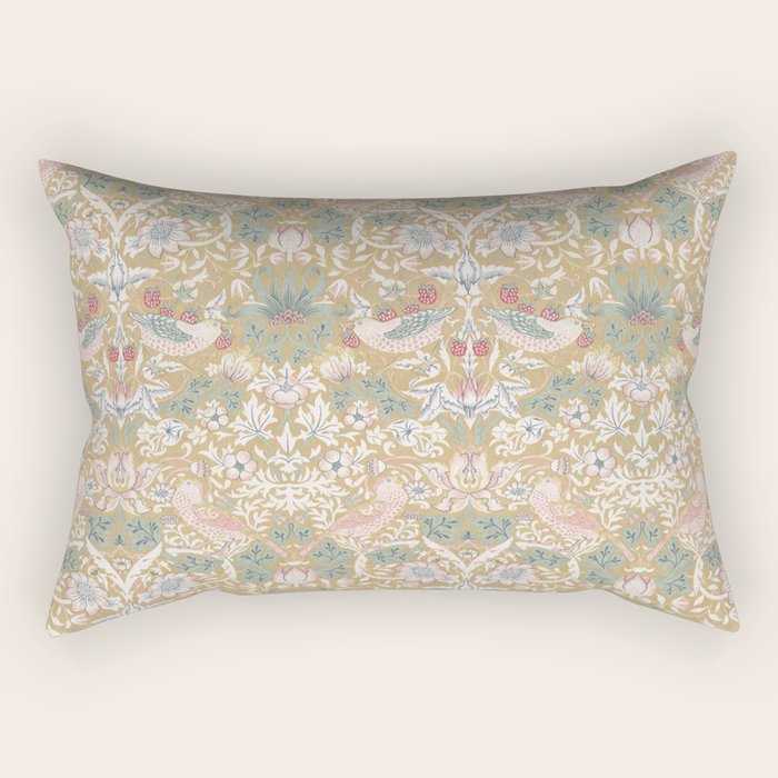 William Morris Strawberry Thief Gold Vintage Pattern Rectangular Pillow Gallery Image 1
