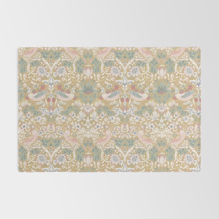 William Morris Strawberry Thief Gold Vintage Pattern Rug Gallery Image 2