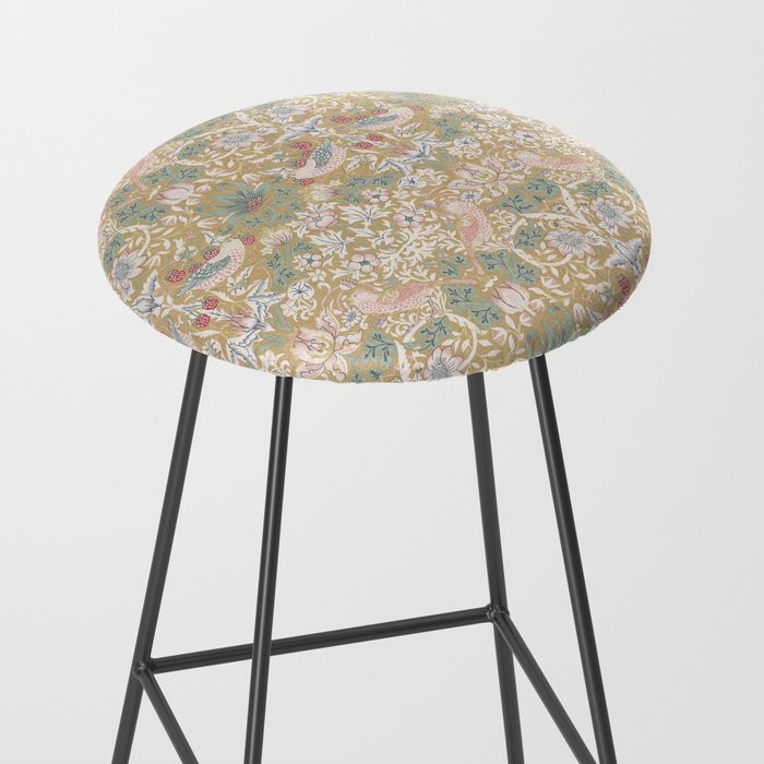 William Morris Strawberry Thief Gold Vintage Pattern Stool Gallery Image 2
