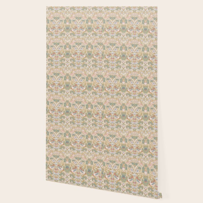 William Morris Strawberry Thief Gold Vintage Pattern Wallpaper Gallery Image 2
