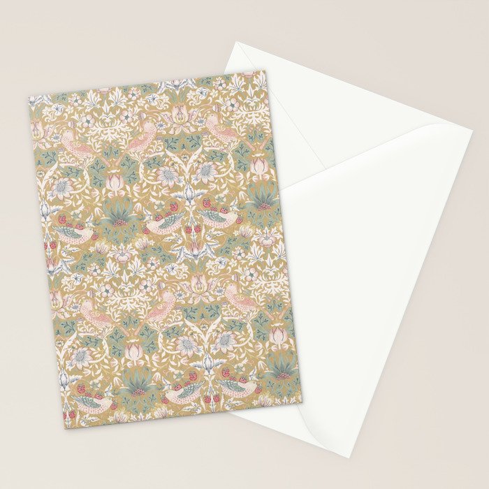 William Morris Strawberry Thief Gold Vintage Pattern Stationery Card Gallery Image 2