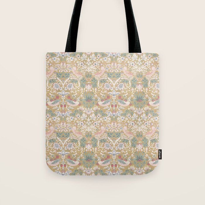 William Morris Strawberry Thief Gold Vintage Pattern Tote Bag Gallery Image 1