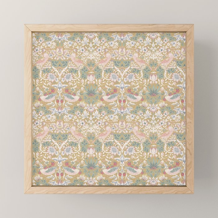 William Morris Strawberry Thief Gold Vintage Pattern Mini Art Print Gallery Image 1