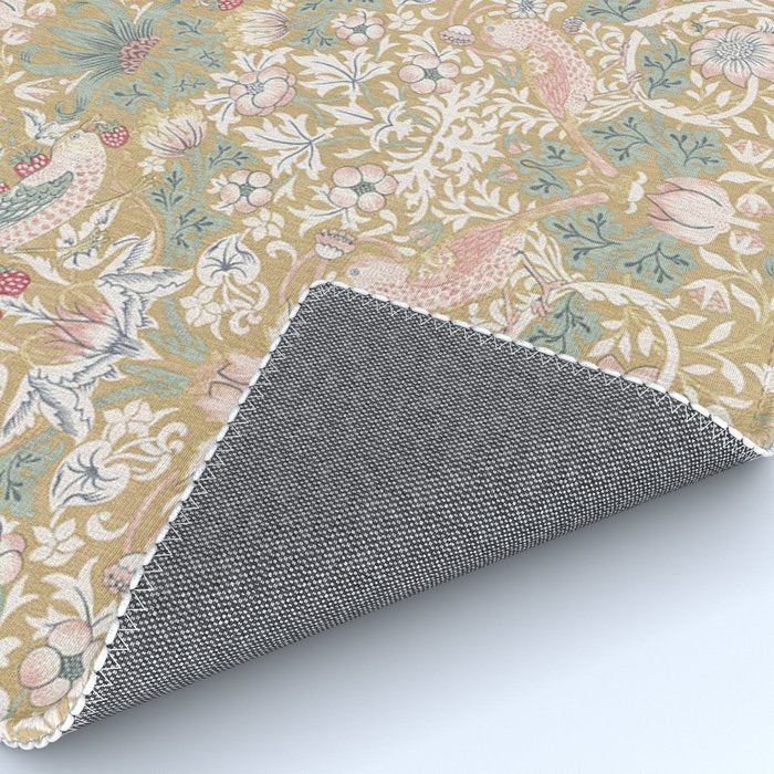 William Morris Strawberry Thief Gold Vintage Pattern Rug Gallery Image 4