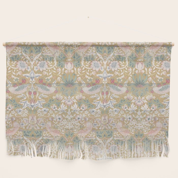 William Morris Strawberry Thief Gold Vintage Pattern Wall Hanging Gallery Image 1