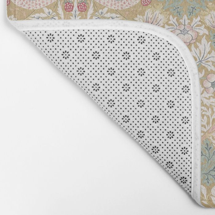 William Morris Strawberry Thief Gold Vintage Pattern Bath Mat Gallery Image 2