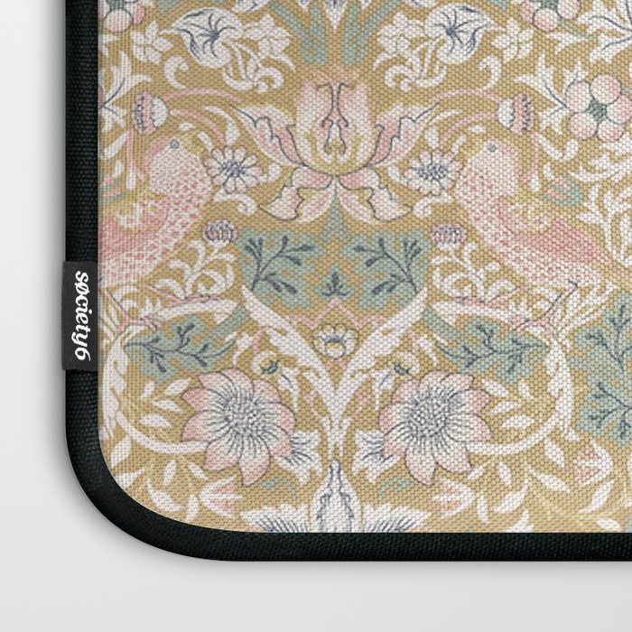 William Morris Strawberry Thief Gold Vintage Pattern Laptop Sleeve Gallery Image 3