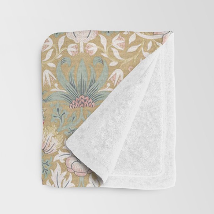 William Morris Strawberry Thief Gold Vintage Pattern Throw Blanket Gallery Image 3