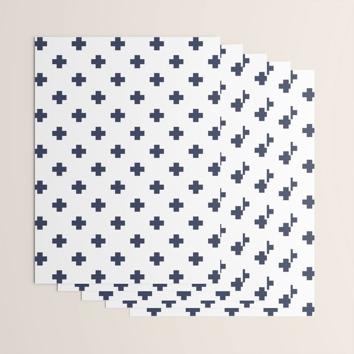 Navy Blue Swiss Cross Pattern Wrapping Paper Gallery Image 3