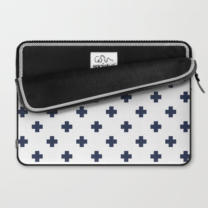 Navy Blue Swiss Cross Pattern Laptop Sleeve Gallery Image 2