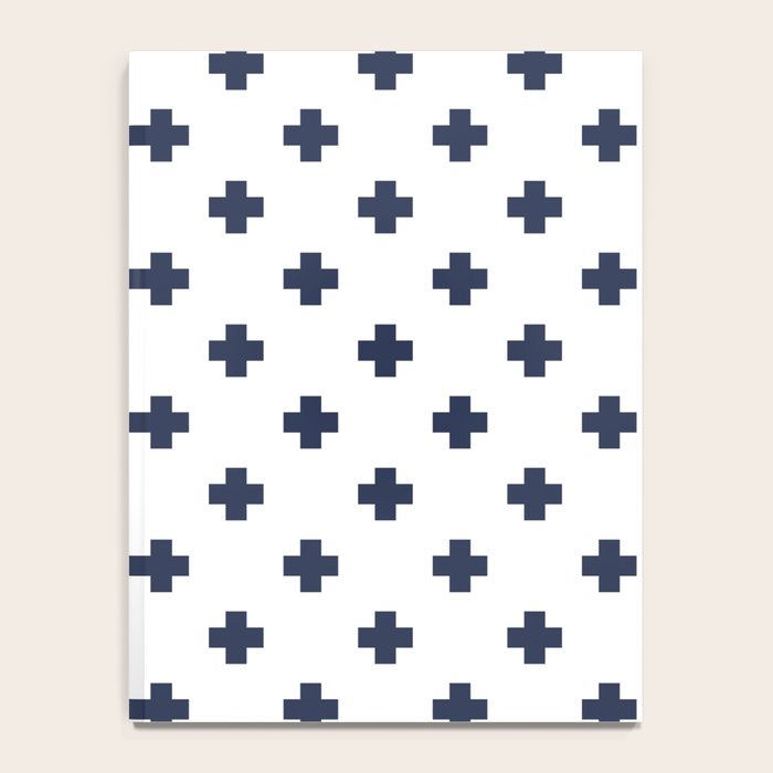 Navy Blue Swiss Cross Pattern Notebook Gallery Image 4