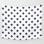 Navy Blue Swiss Cross Pattern Wall Tapestry Gallery Image 4