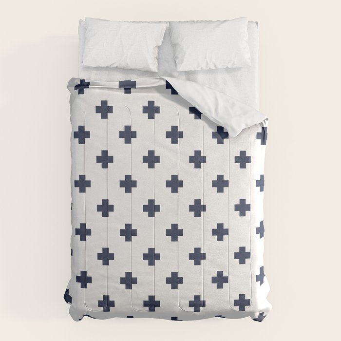 Navy Blue Swiss Cross Pattern Comforter Gallery Image 6