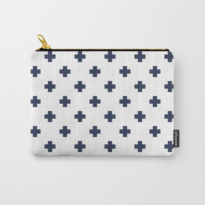Navy Blue Swiss Cross Pattern Carry All Pouch Gallery Image 1