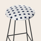Navy Blue Swiss Cross Pattern Stool Gallery Image 2