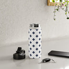 Navy Blue Swiss Cross Pattern Water Bottle Gallery Image 4