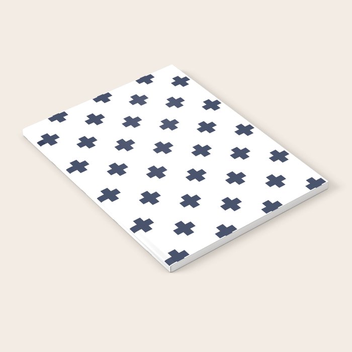 Navy Blue Swiss Cross Pattern Notebook Gallery Image 2
