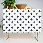 Navy Blue Swiss Cross Pattern Credenza Gallery Image 1