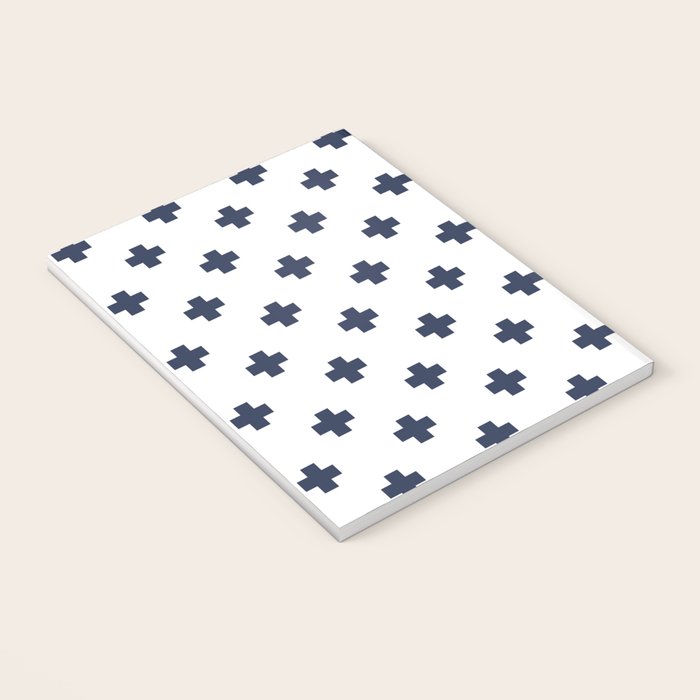 Navy Blue Swiss Cross Pattern Notebook Gallery Image 3
