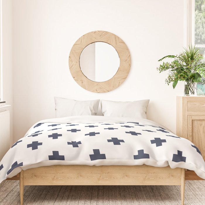 Navy Blue Swiss Cross Pattern Duvet Cover Gallery Image 3
