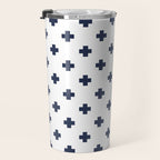 Navy Blue Swiss Cross Pattern Travel Mug Gallery Image 3