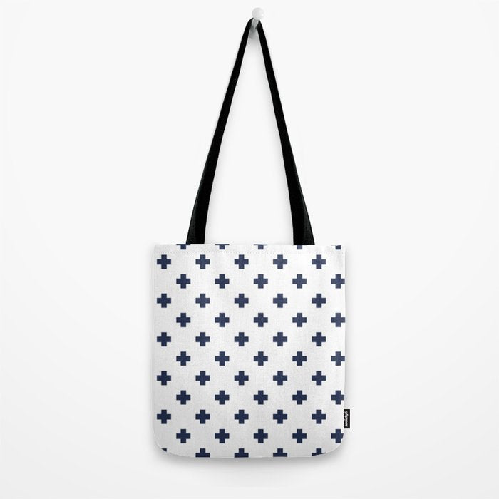 Navy Blue Swiss Cross Pattern Tote Bag Gallery Image 2