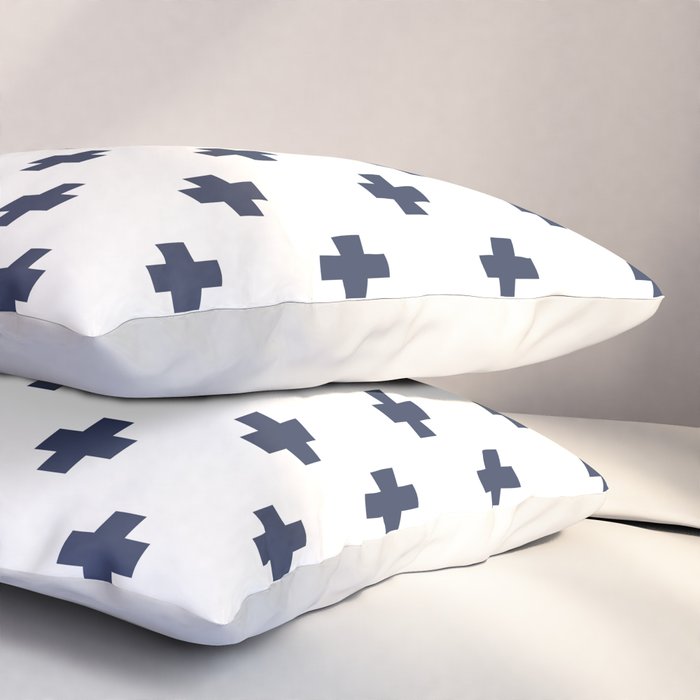 Navy Blue Swiss Cross Pattern Pillow Sham Gallery Image 3