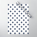 Navy Blue Swiss Cross Pattern Wrapping Paper Gallery Image 1