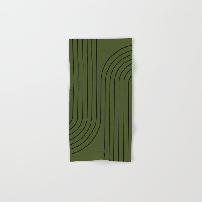 Minimal Line Curvature XVIII Dark Green Mid Century Modern Arch Abstract Bath Towel Gallery Image 1