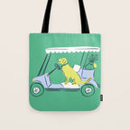 Golf Cart Golden Retriever Tote Bag Gallery Image 1