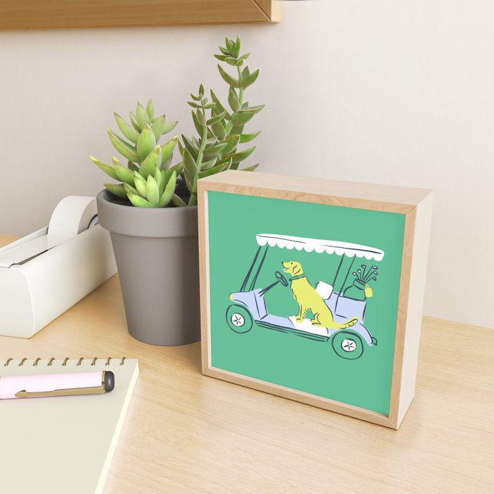 Golf Cart Golden Retriever Mini Art Print Gallery Image 2