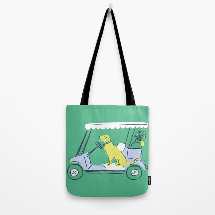 Golf Cart Golden Retriever Tote Bag Gallery Image 2