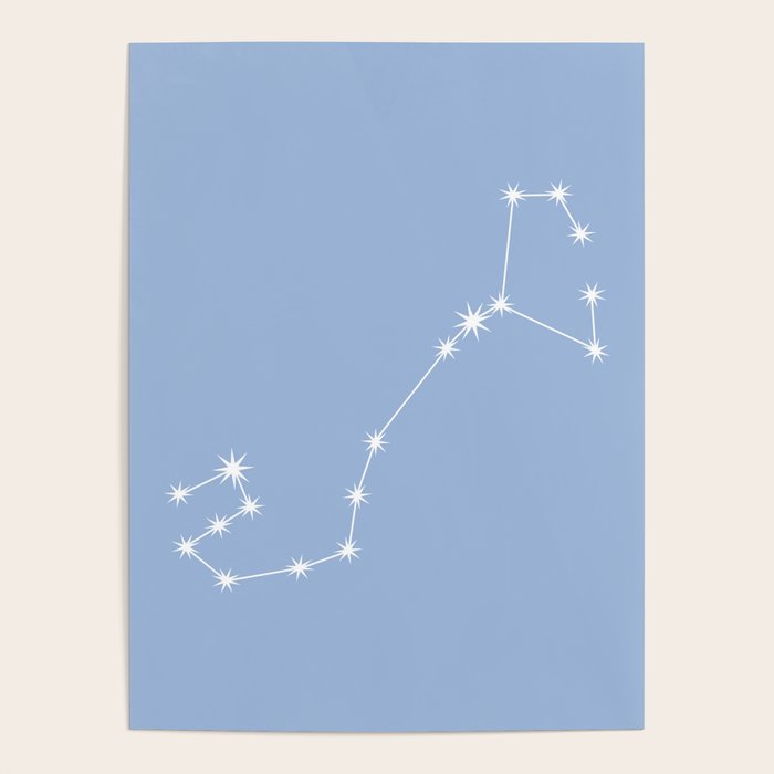 Scorpio Zodiac Star Constellation Line Art Sky Blue Poster Gallery Image 4