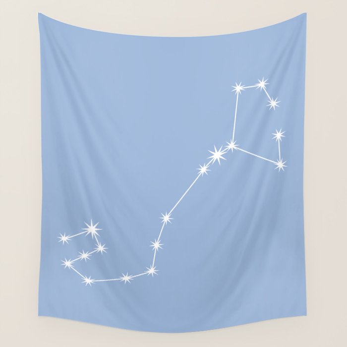 Scorpio Zodiac Star Constellation Line Art Sky Blue Wall Tapestry Gallery Image 4