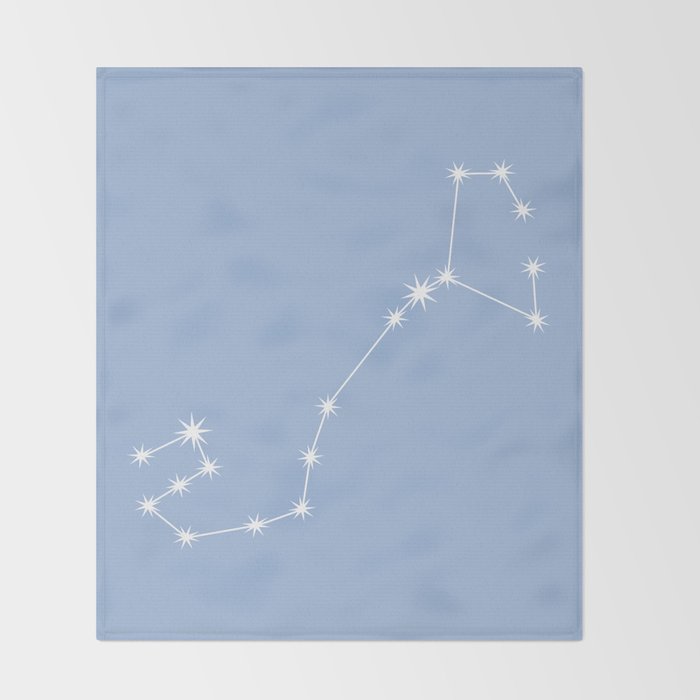 Scorpio Zodiac Star Constellation Line Art Sky Blue Throw Blanket Gallery Image 2