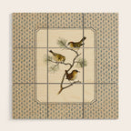 Three Wrens on a Branch Wood Wall Art Gallery Image 1