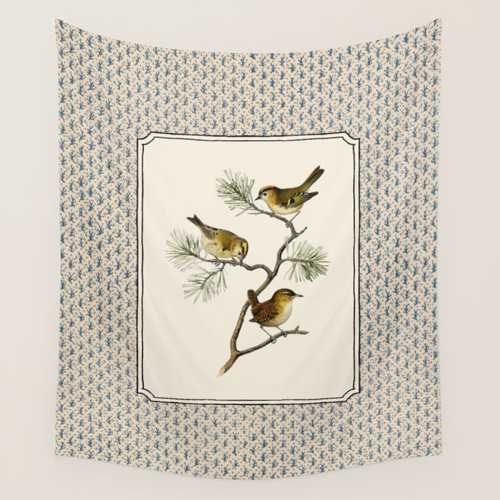 Three Wrens on a Branch Wall Tapestry Gallery Image 4
