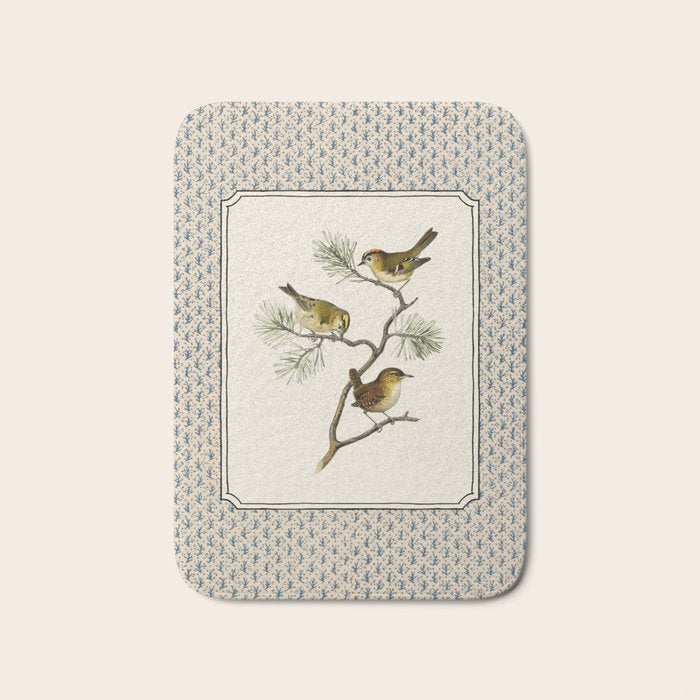 Three Wrens on a Branch Bath Mat Gallery Image 1