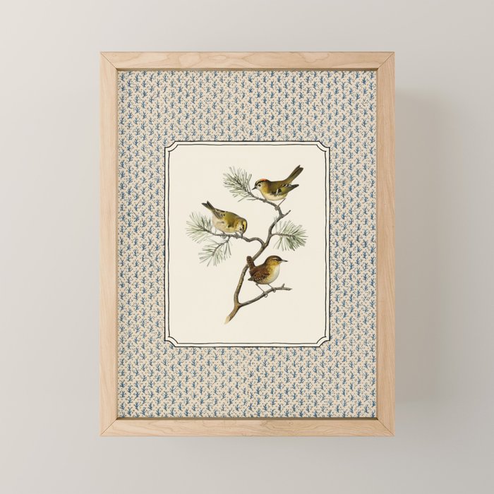 Three Wrens on a Branch Mini Art Print Gallery Image 1