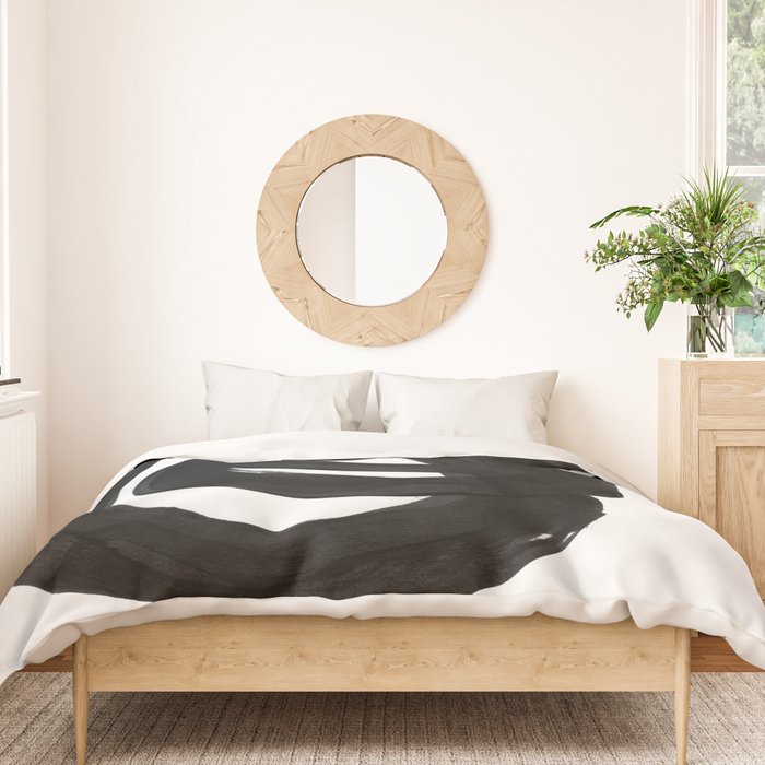 Black & White Minimalist Ink Tribal Mid Century Pattern Dark Painting Pattern Duvet Cover Gallery Image 3