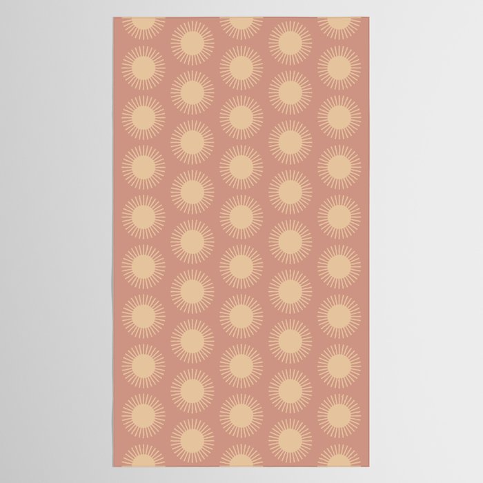 Boho Summer Sun Pattern XV Neutral Pastel Pink Tablecloth Gallery Image 2