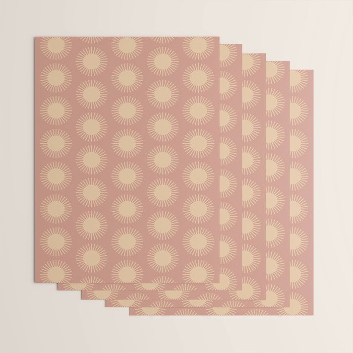 Boho Summer Sun Pattern XV Neutral Pastel Pink Wrapping Paper Gallery Image 3