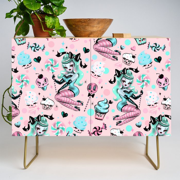 MInt Sugar Pinup Doll Pattern Credenza Gallery Image 1