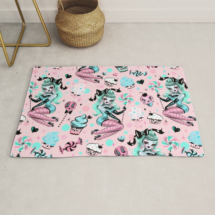 MInt Sugar Pinup Doll Pattern Rug Gallery Image 1