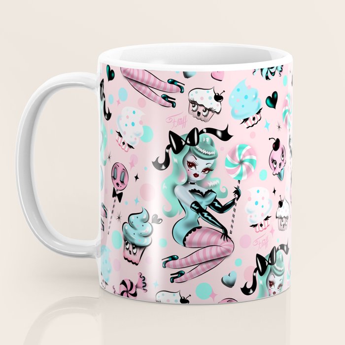 MInt Sugar Pinup Doll Pattern Coffee Mug Gallery Image 3