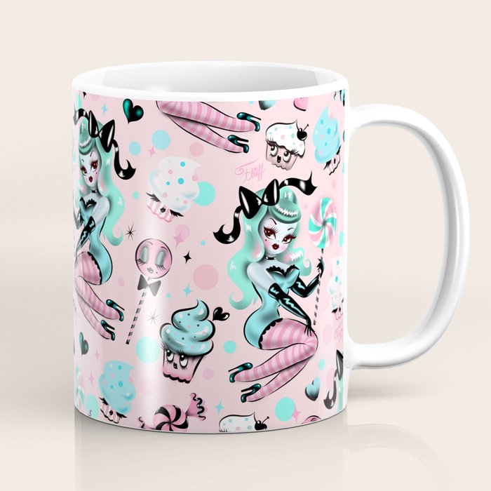MInt Sugar Pinup Doll Pattern Coffee Mug Gallery Image 1